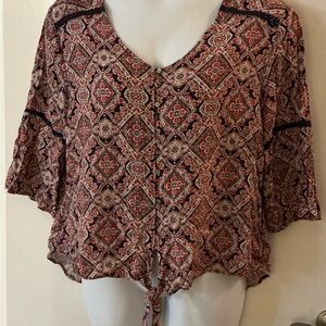 Simply Noelle Red and Blue Paisley Blouse